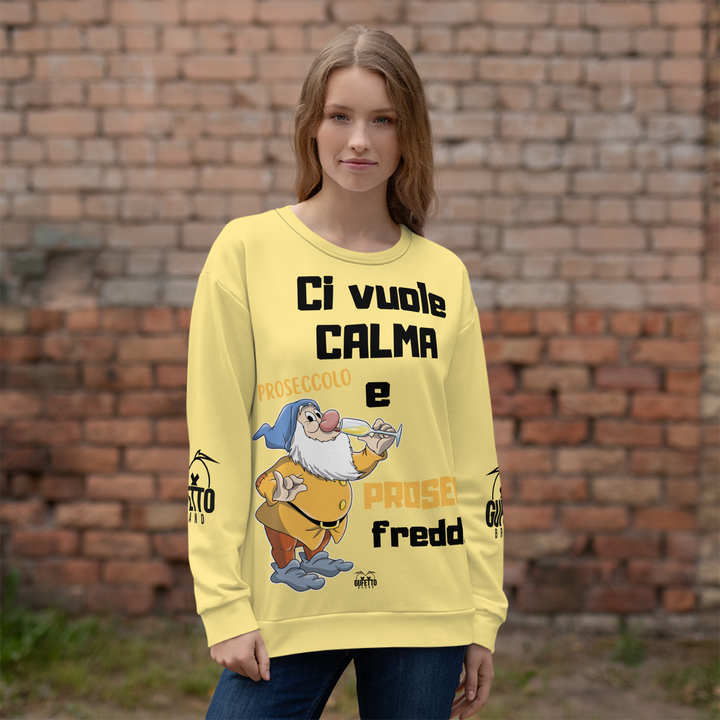 Felpa unisex Uomo/Donna PROSECCO FREDDO - Gufetto Brand 