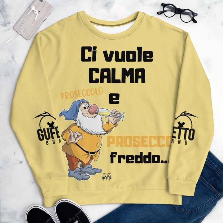 Felpa unisex Uomo/Donna PROSECCO FREDDO - Gufetto Brand 