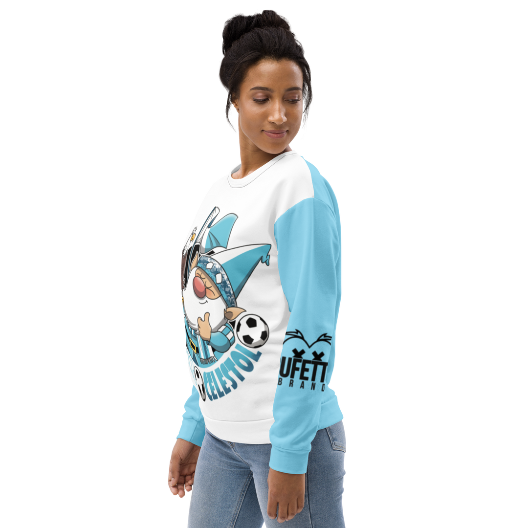 Felpa unisex Uomo/Donna BIANCO CELESTOLO - Gufetto Brand 