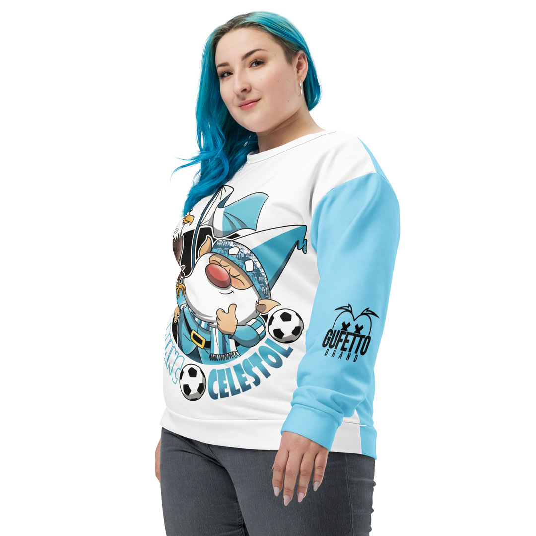 Felpa unisex Uomo/Donna BIANCO CELESTOLO - Gufetto Brand 
