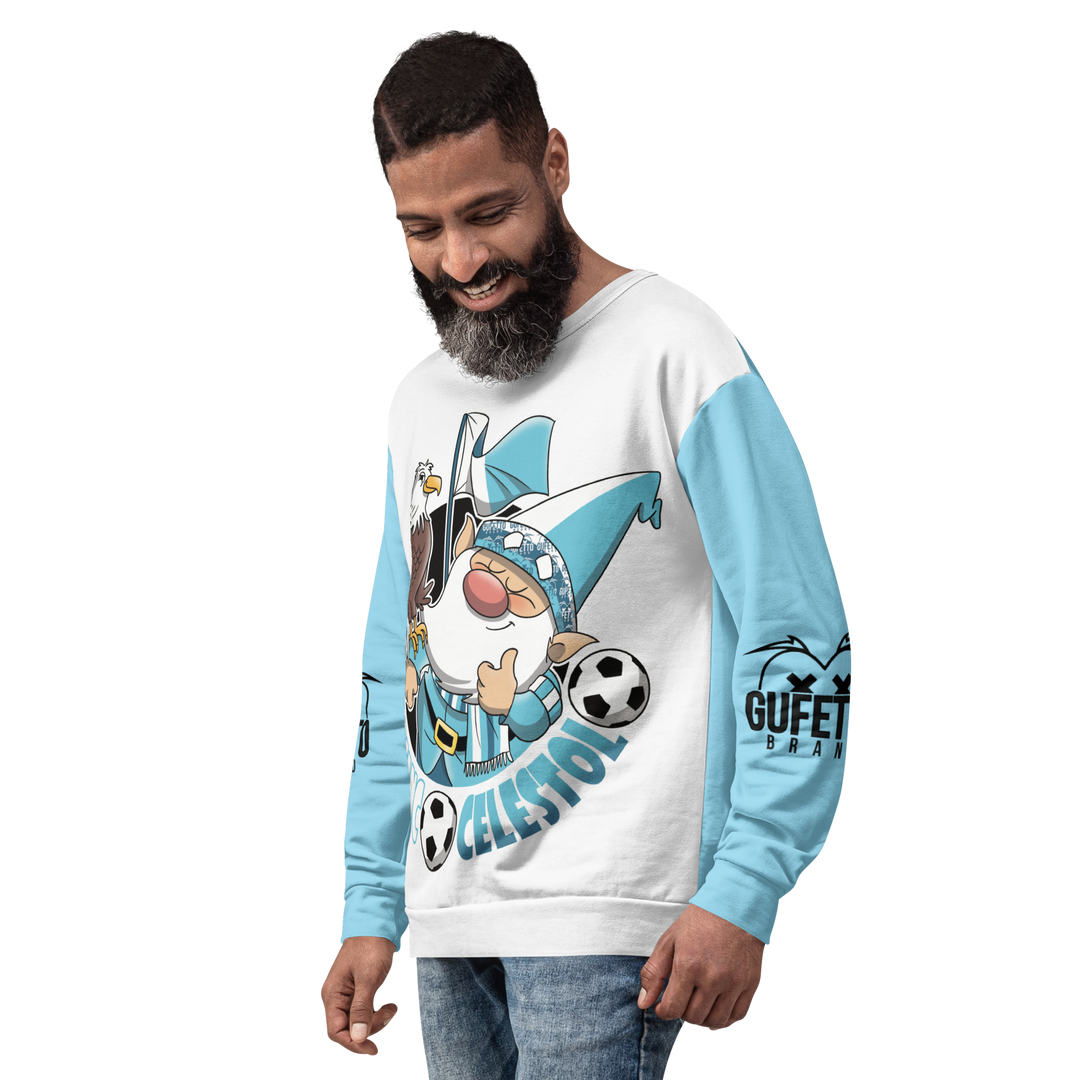 Felpa unisex Uomo/Donna BIANCO CELESTOLO - Gufetto Brand 
