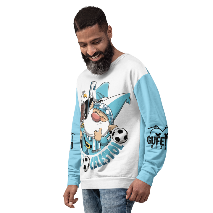 Felpa unisex Uomo/Donna BIANCO CELESTOLO - Gufetto Brand 