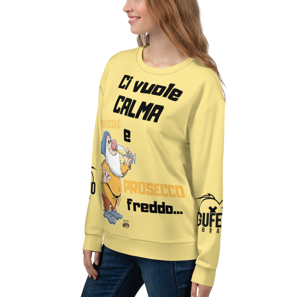 Felpa unisex Uomo/Donna PROSECCO FREDDO - Gufetto Brand 
