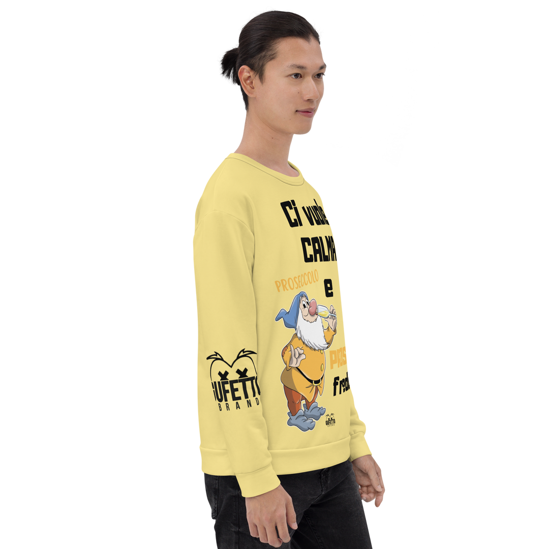 Felpa unisex Uomo/Donna PROSECCO FREDDO - Gufetto Brand 
