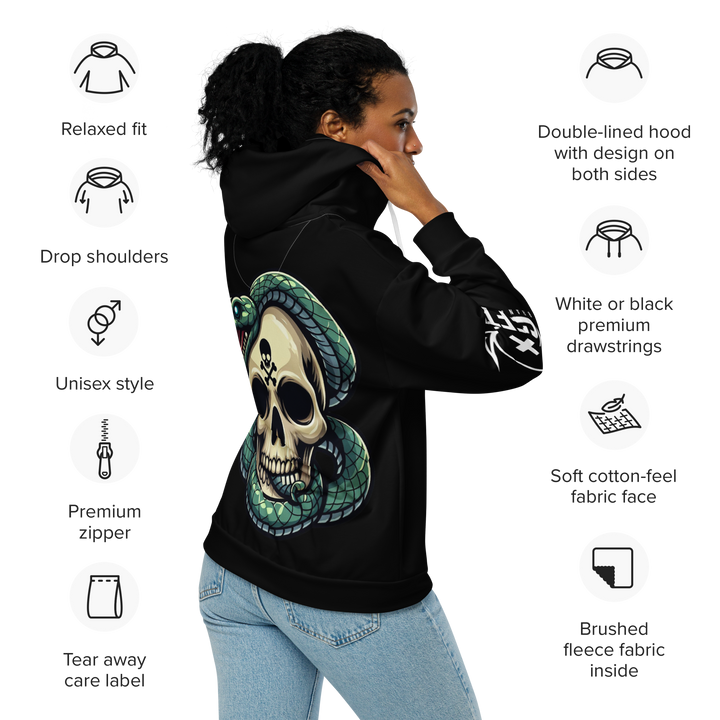 Felpa con cappuccio con zip unisex Skull Dark - Gufetto Brand 