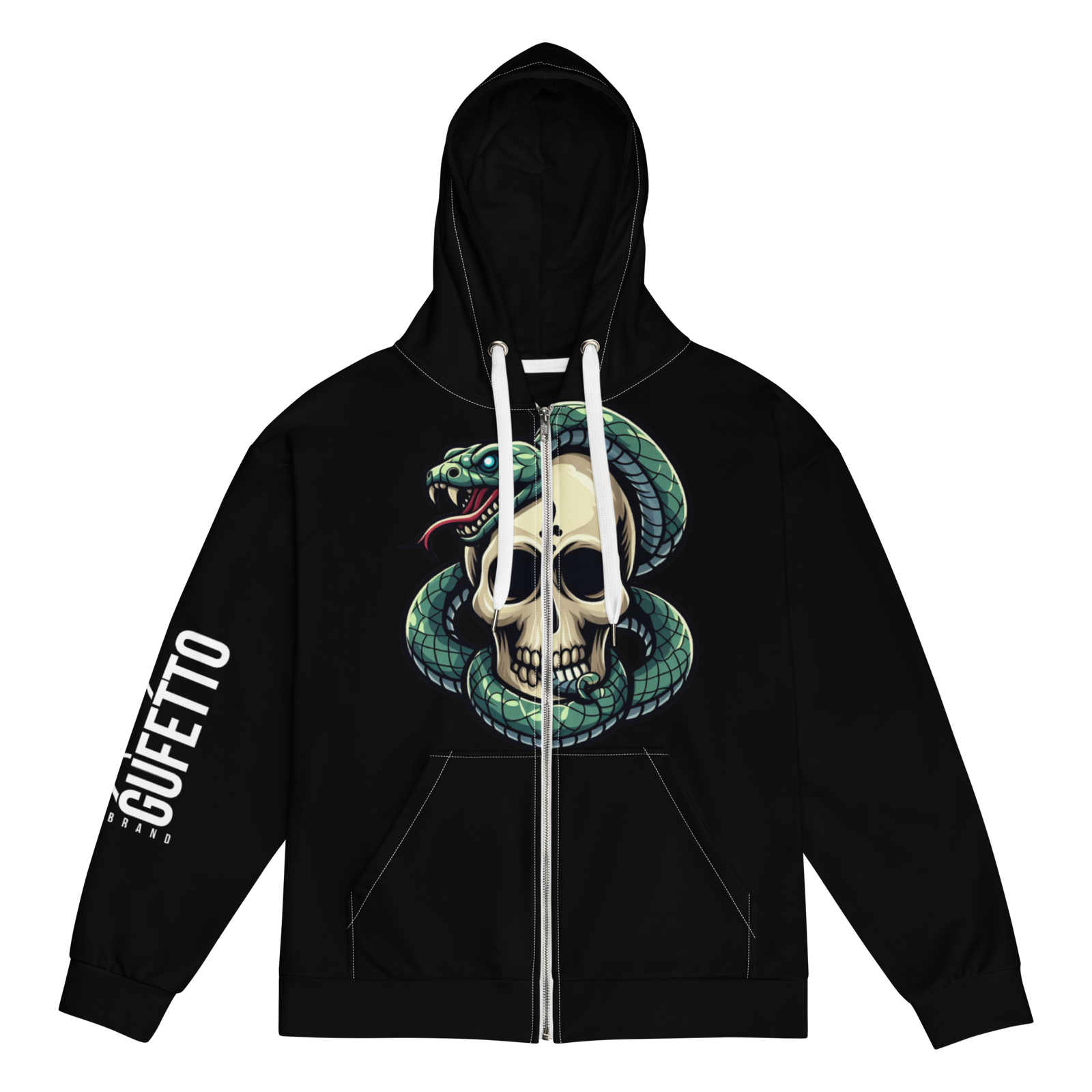 Felpa con cappuccio con zip unisex Skull Dark - Gufetto Brand 