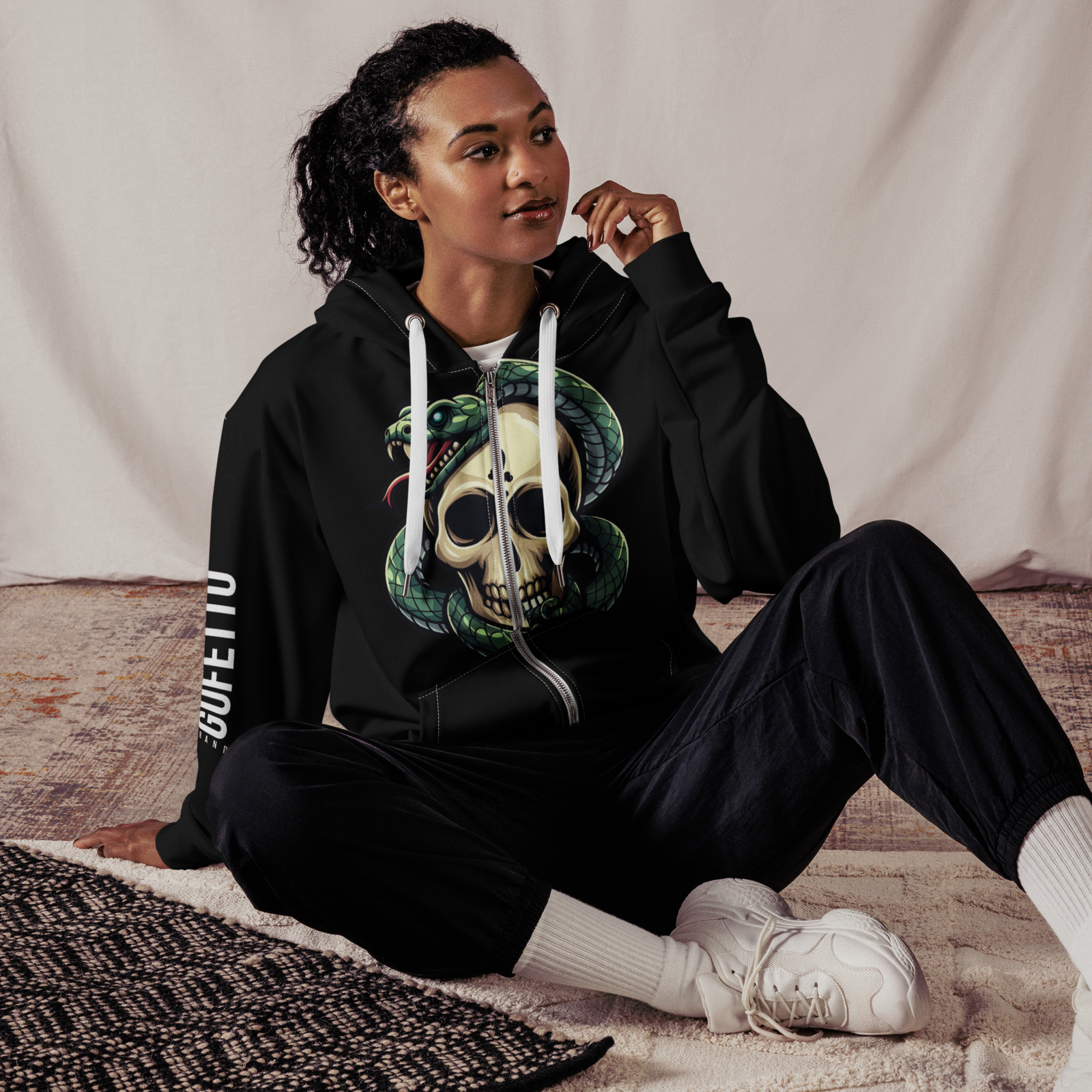 Felpa con cappuccio con zip unisex Skull Dark - Gufetto Brand 