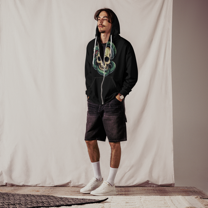 Felpa con cappuccio con zip unisex Skull Dark - Gufetto Brand 