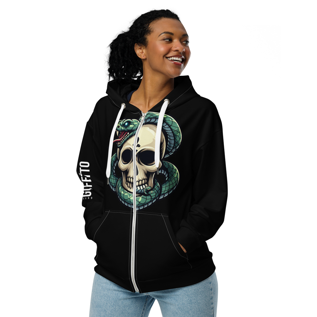 Felpa con cappuccio con zip unisex Skull Dark - Gufetto Brand 