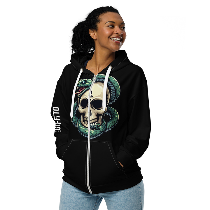 Felpa con cappuccio con zip unisex Skull Dark - Gufetto Brand 