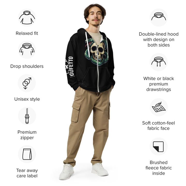 Felpa con cappuccio con zip unisex Skull Dark - Gufetto Brand 