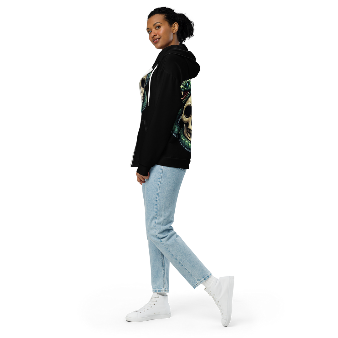 Felpa con cappuccio con zip unisex Skull Dark - Gufetto Brand 