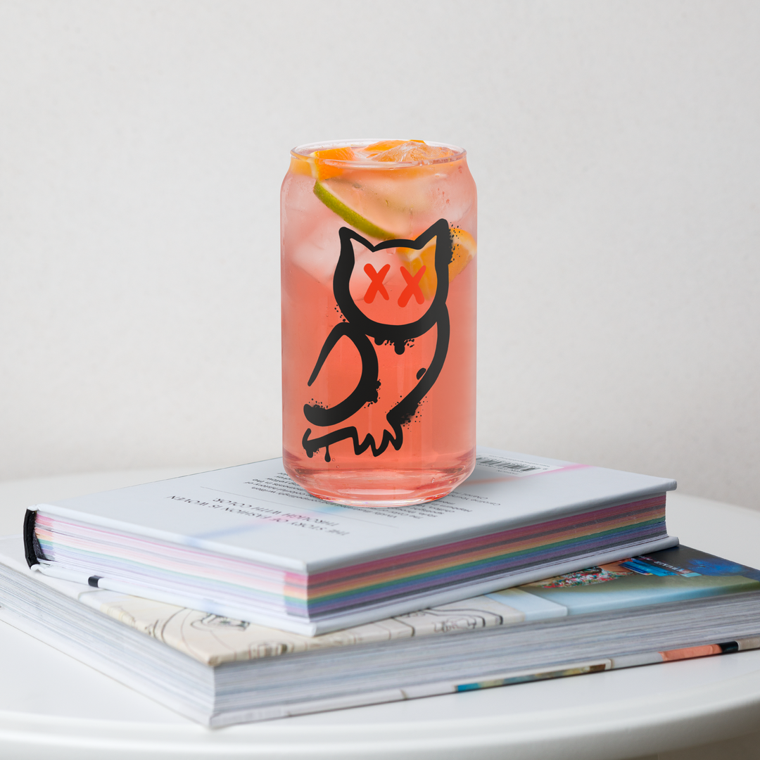 Bicchiere a forma di barattolo GUFETTO 1 NERO OCCHI ROSSI - Gufetto Brand 