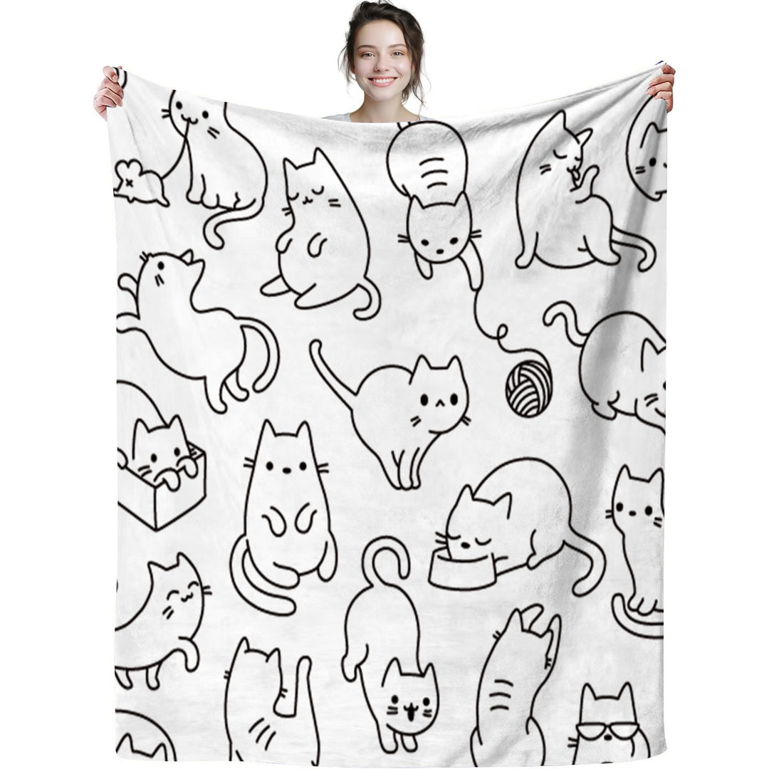 Coperta in flanella con stampa digitale simpatico gatto - Gufetto Brand 