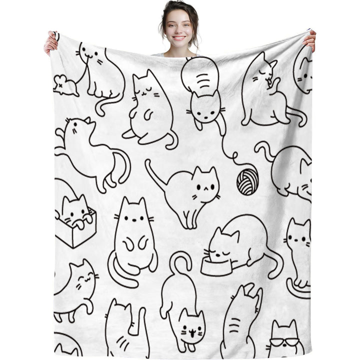 Coperta in flanella con stampa digitale simpatico gatto - Gufetto Brand 
