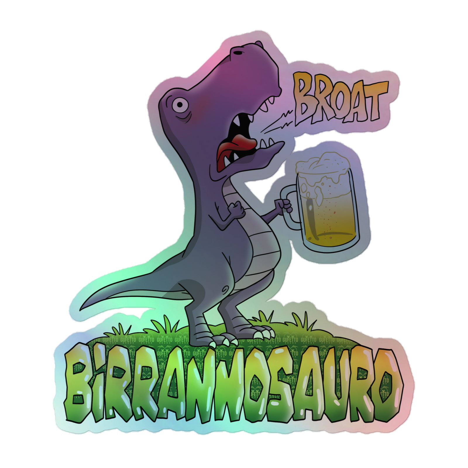 Adesivi olografici BIRRANNOSAURO - Gufetto Brand 