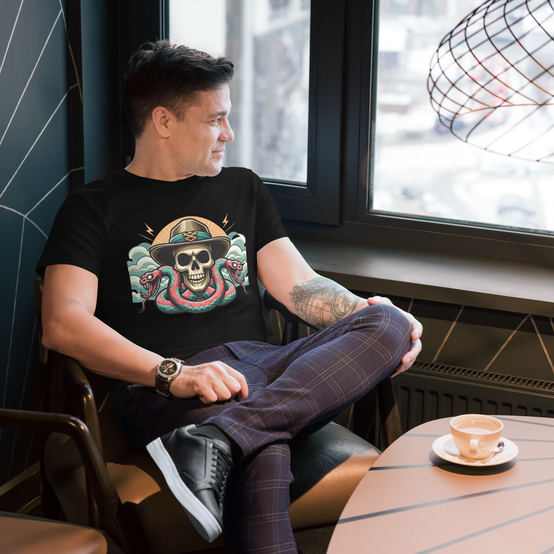 T-shirt in cotone premium uomo SKULL DARK WEST - Gufetto Brand 