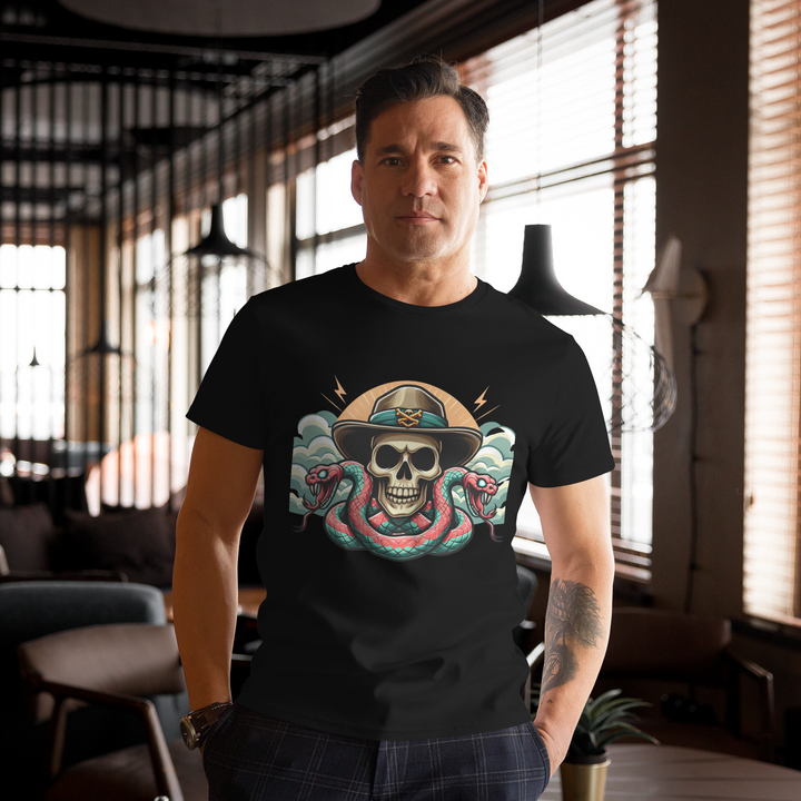 T-shirt in cotone premium uomo SKULL DARK WEST - Gufetto Brand 