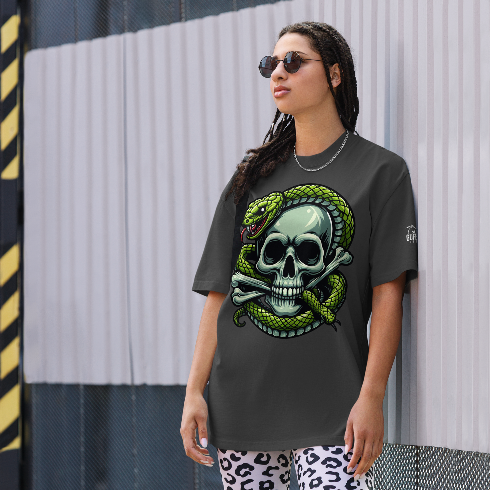T-shirt sbiadita oversize DARKSKULL - Gufetto Brand 
