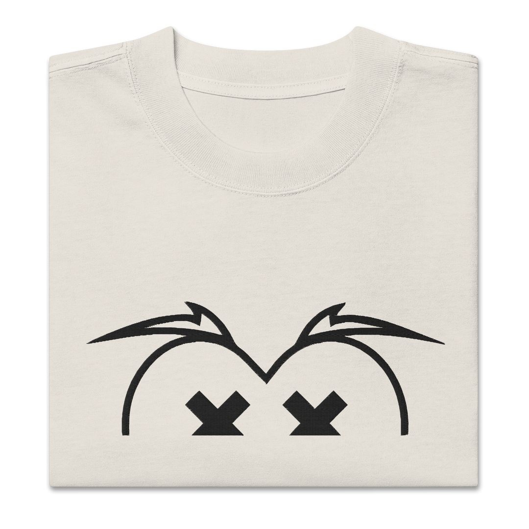 T-shirt sbiadita oversize GUFETTO OCCHI NERI - Gufetto Brand 