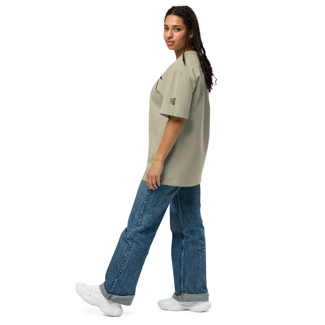 T-shirt sbiadita oversize GUFETTO OCCHI NERI - Gufetto Brand 