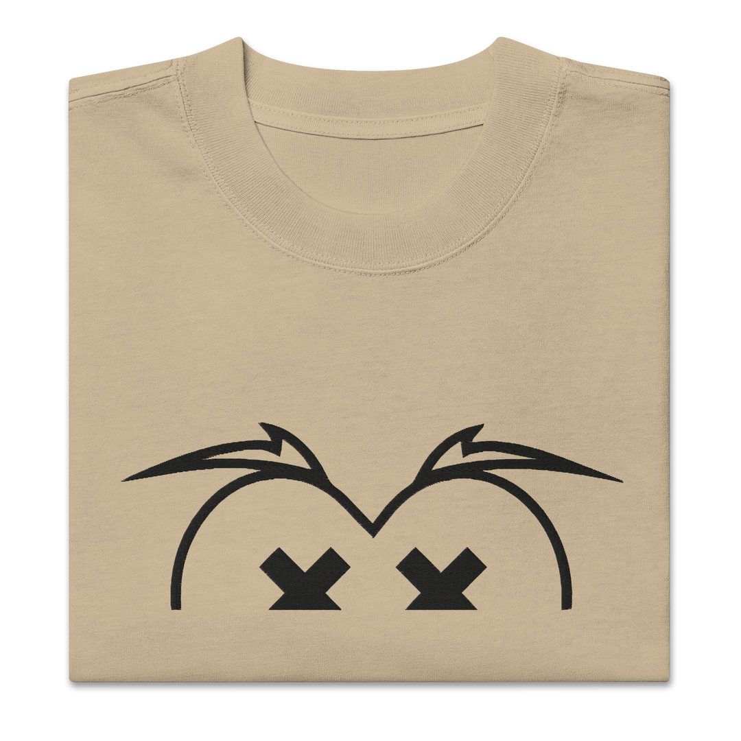 T-shirt sbiadita oversize GUFETTO OCCHI NERI - Gufetto Brand 