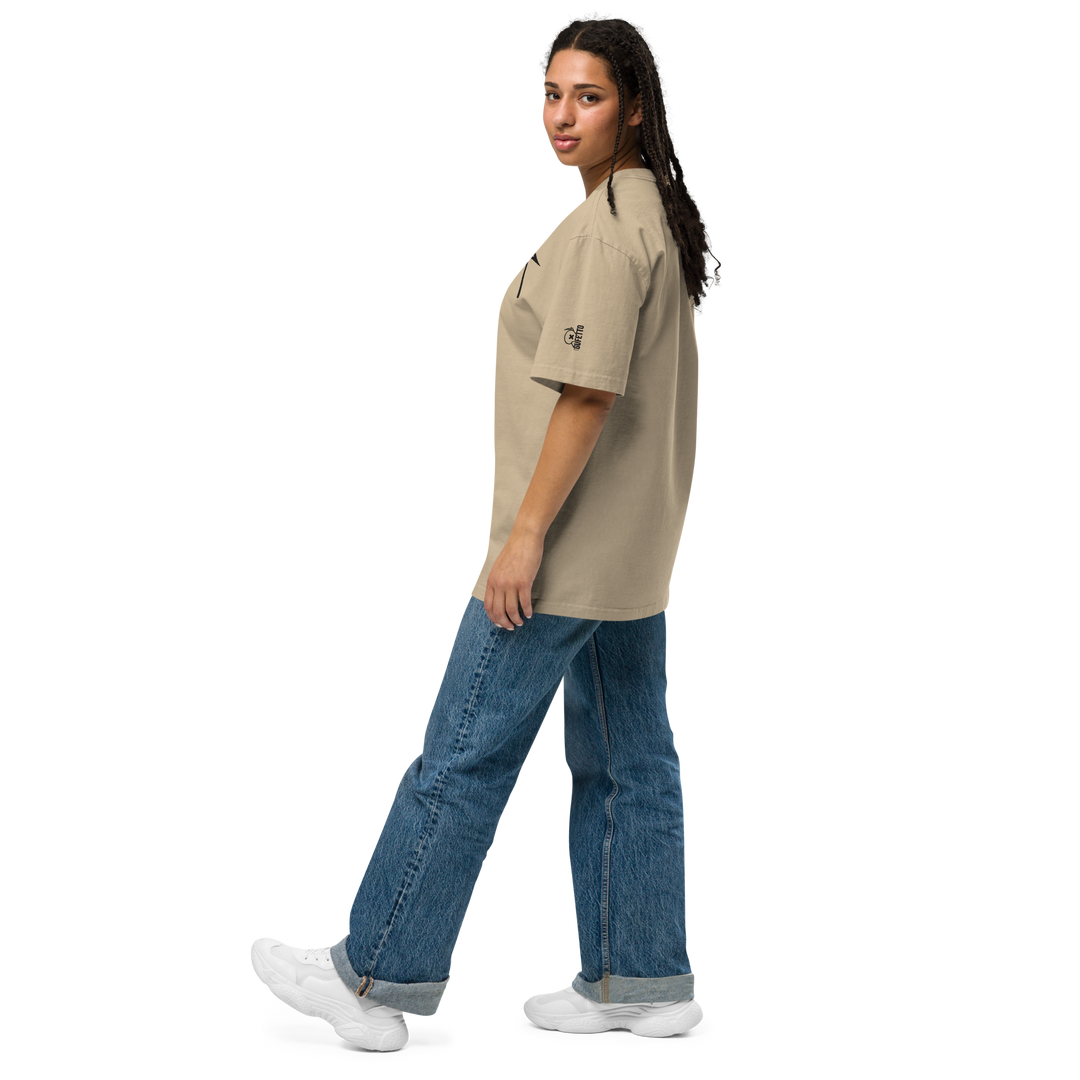 T-shirt sbiadita oversize GUFETTO OCCHI NERI - Gufetto Brand 