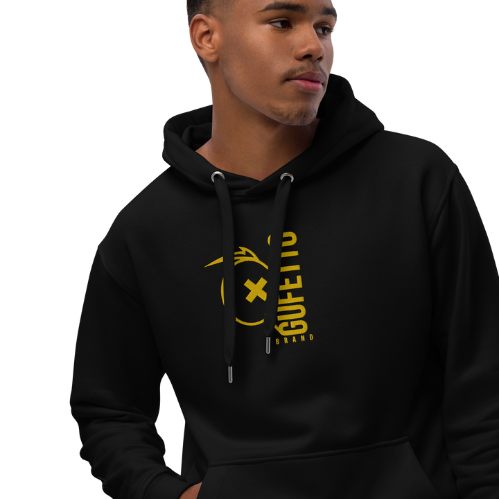 Felpa con cappuccio ecosostenibile premium GUFETTO BRAND YELLOW - Gufetto Brand 