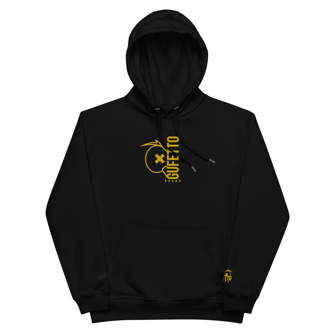 Felpa con cappuccio ecosostenibile premium GUFETTO BRAND YELLOW - Gufetto Brand 