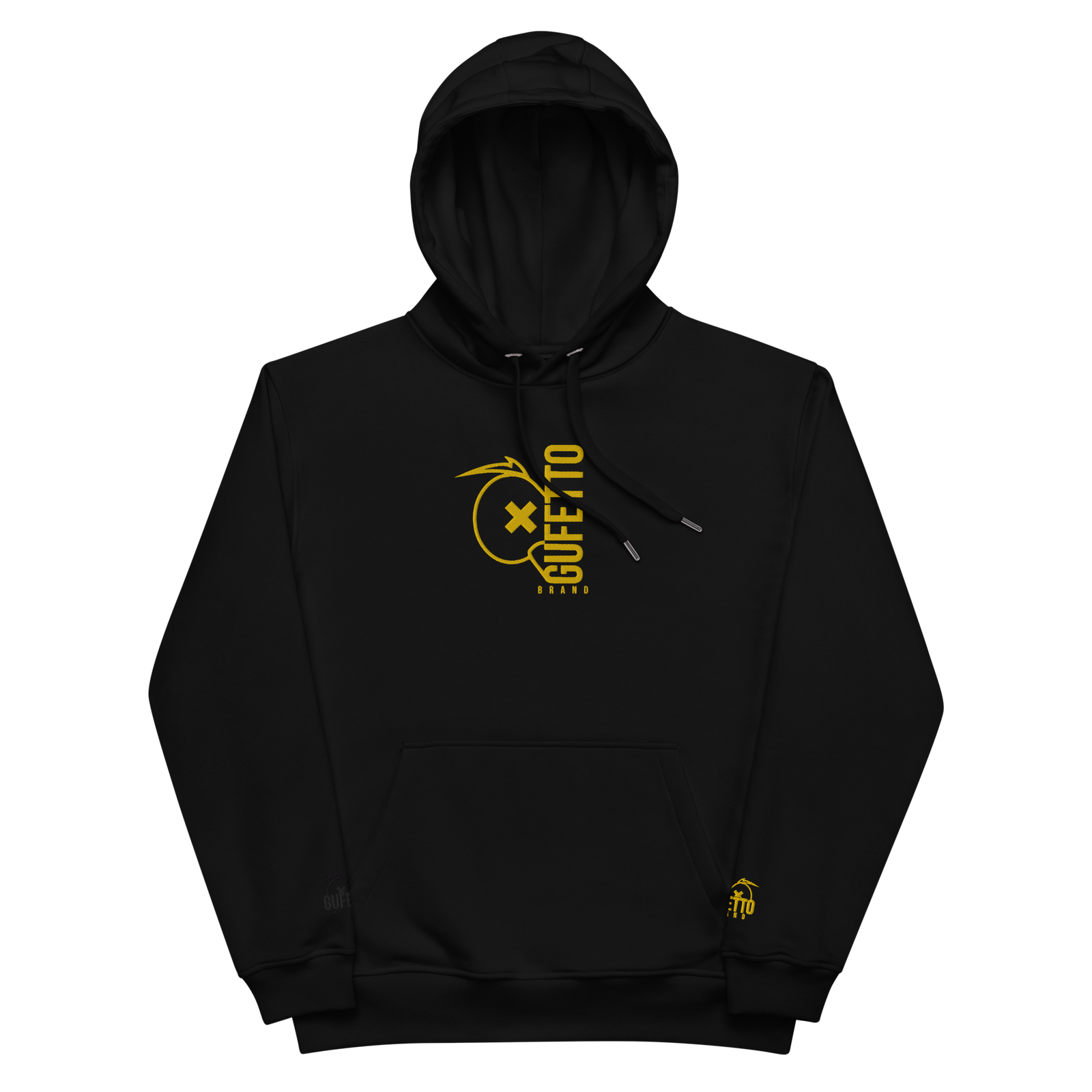 Felpa con cappuccio ecosostenibile premium GUFETTO BRAND YELLOW - Gufetto Brand 