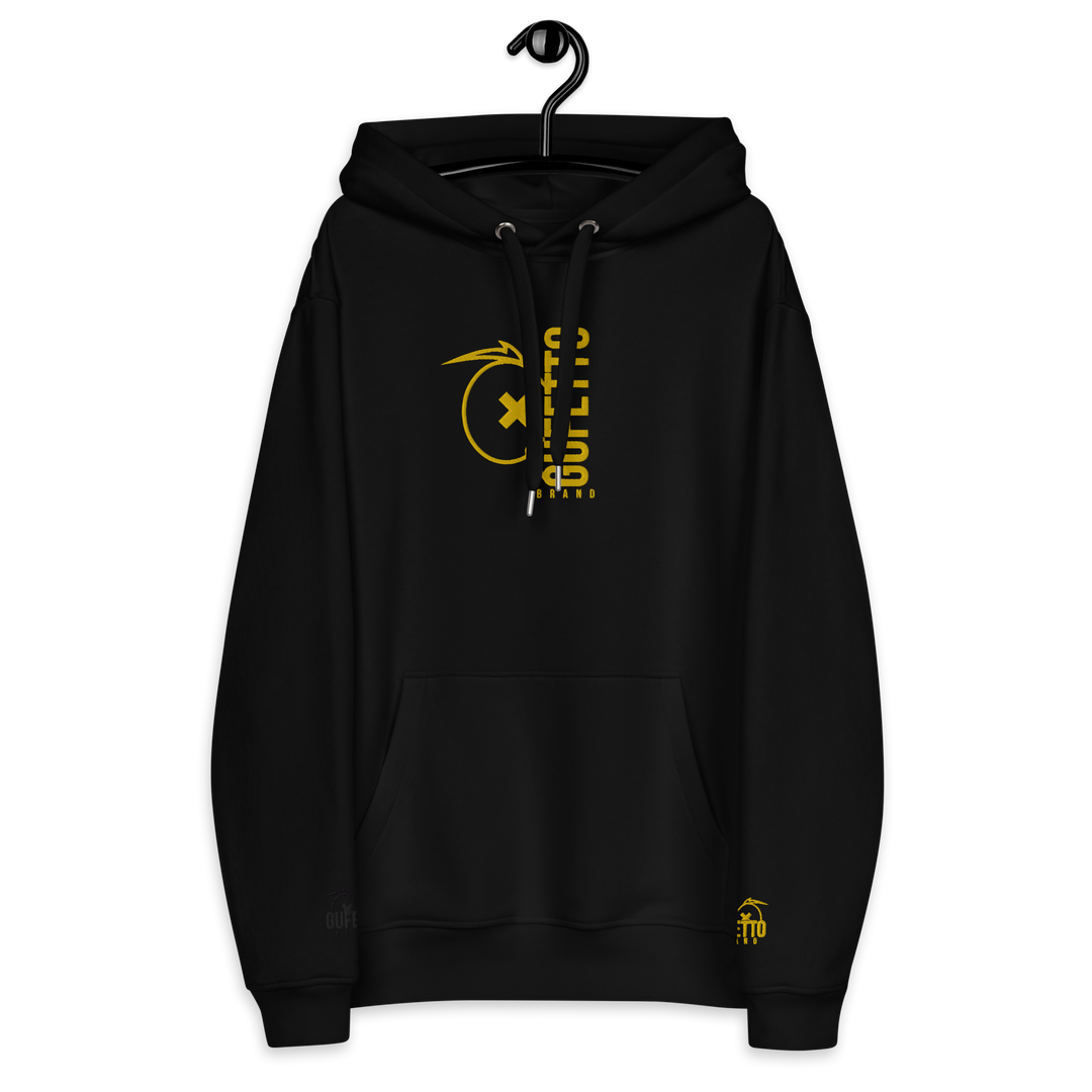 Felpa con cappuccio ecosostenibile premium GUFETTO BRAND YELLOW - Gufetto Brand 