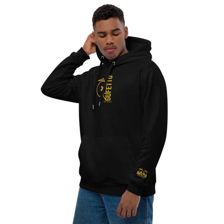 Felpa con cappuccio ecosostenibile premium GUFETTO BRAND YELLOW - Gufetto Brand 