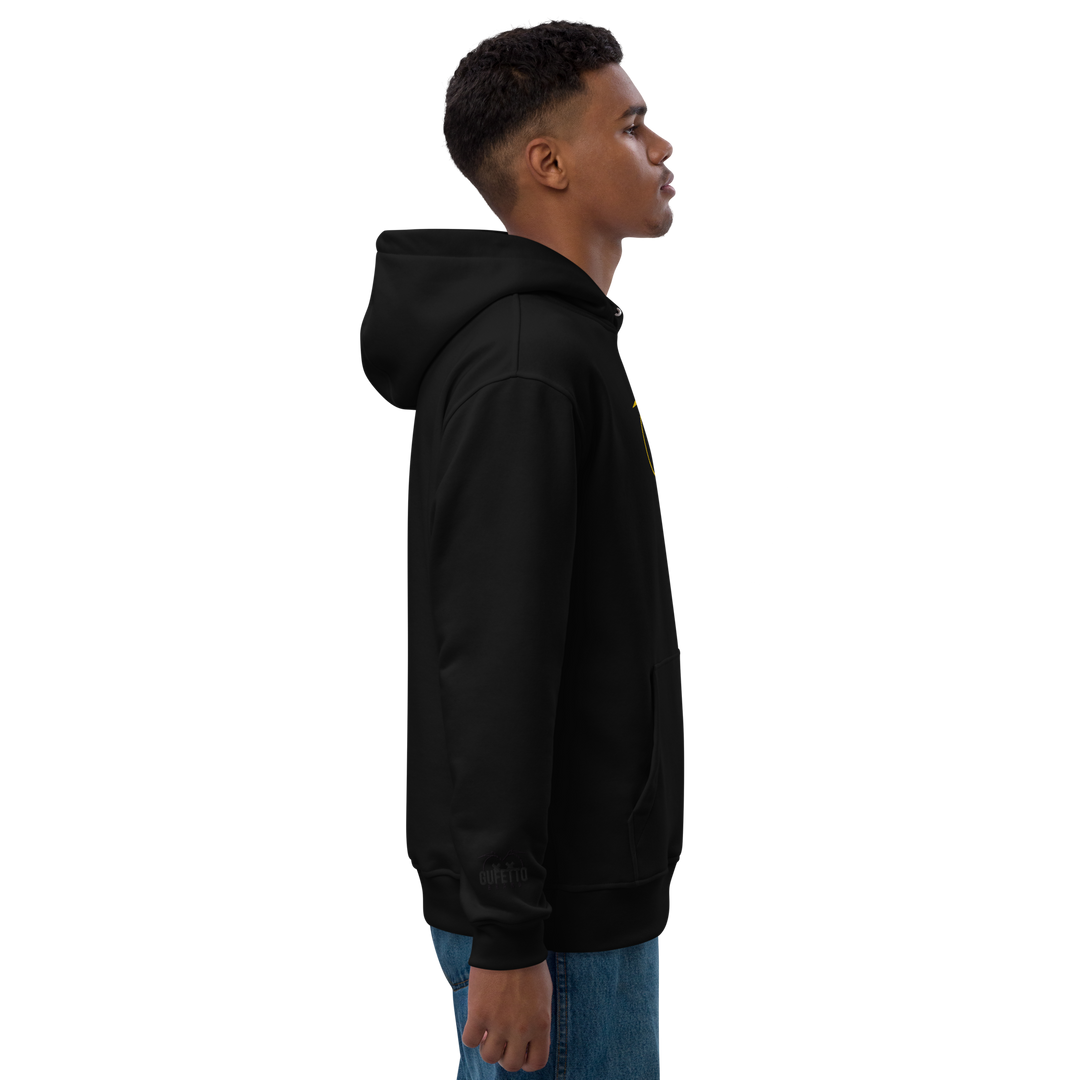 Felpa con cappuccio ecosostenibile premium GUFETTO BRAND YELLOW - Gufetto Brand 