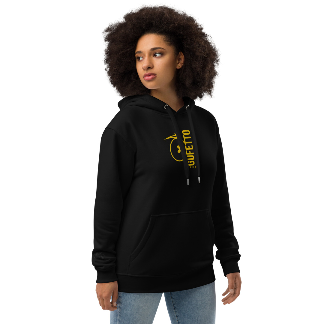 Felpa con cappuccio ecosostenibile premium GUFETTO BRAND YELLOW - Gufetto Brand 