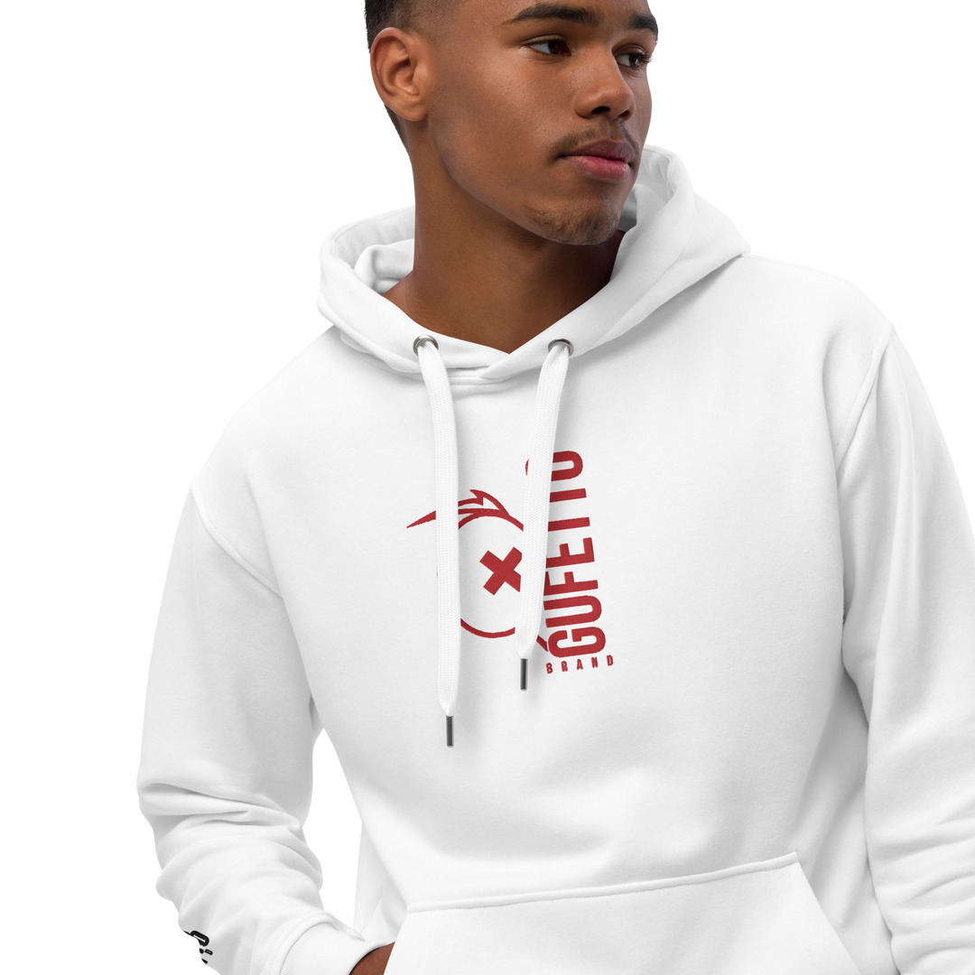 Premium eco hoodie Gufetto Brand White/Red - Gufetto Brand 
