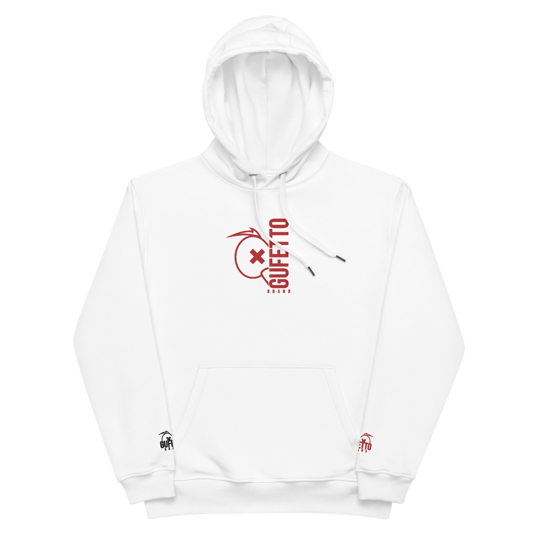 Premium eco hoodie Gufetto Brand White/Red - Gufetto Brand 