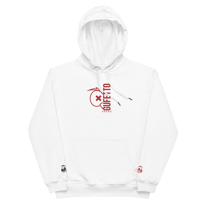 Premium eco hoodie Gufetto Brand White/Red - Gufetto Brand 