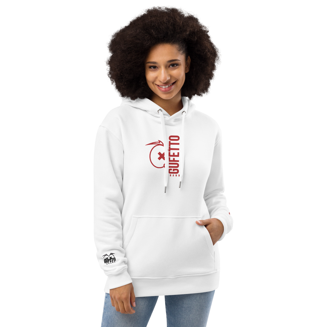 Premium eco hoodie Gufetto Brand White/Red - Gufetto Brand 