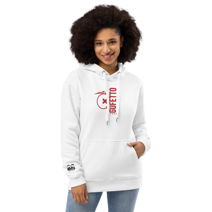 Premium eco hoodie Gufetto Brand White/Red - Gufetto Brand 