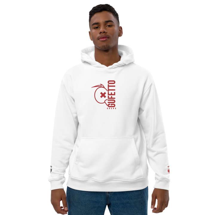 Premium eco hoodie Gufetto Brand White/Red - Gufetto Brand 