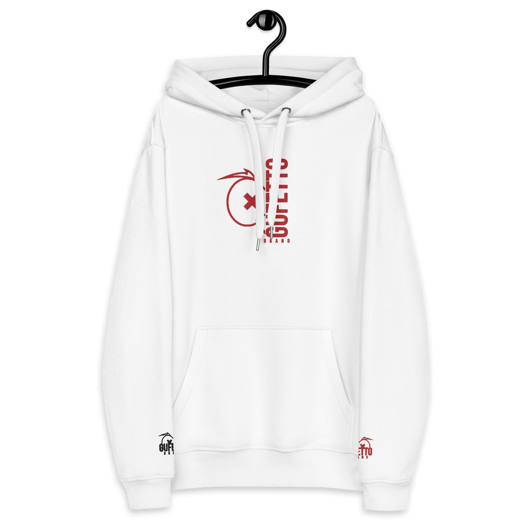 Premium eco hoodie Gufetto Brand White/Red - Gufetto Brand 