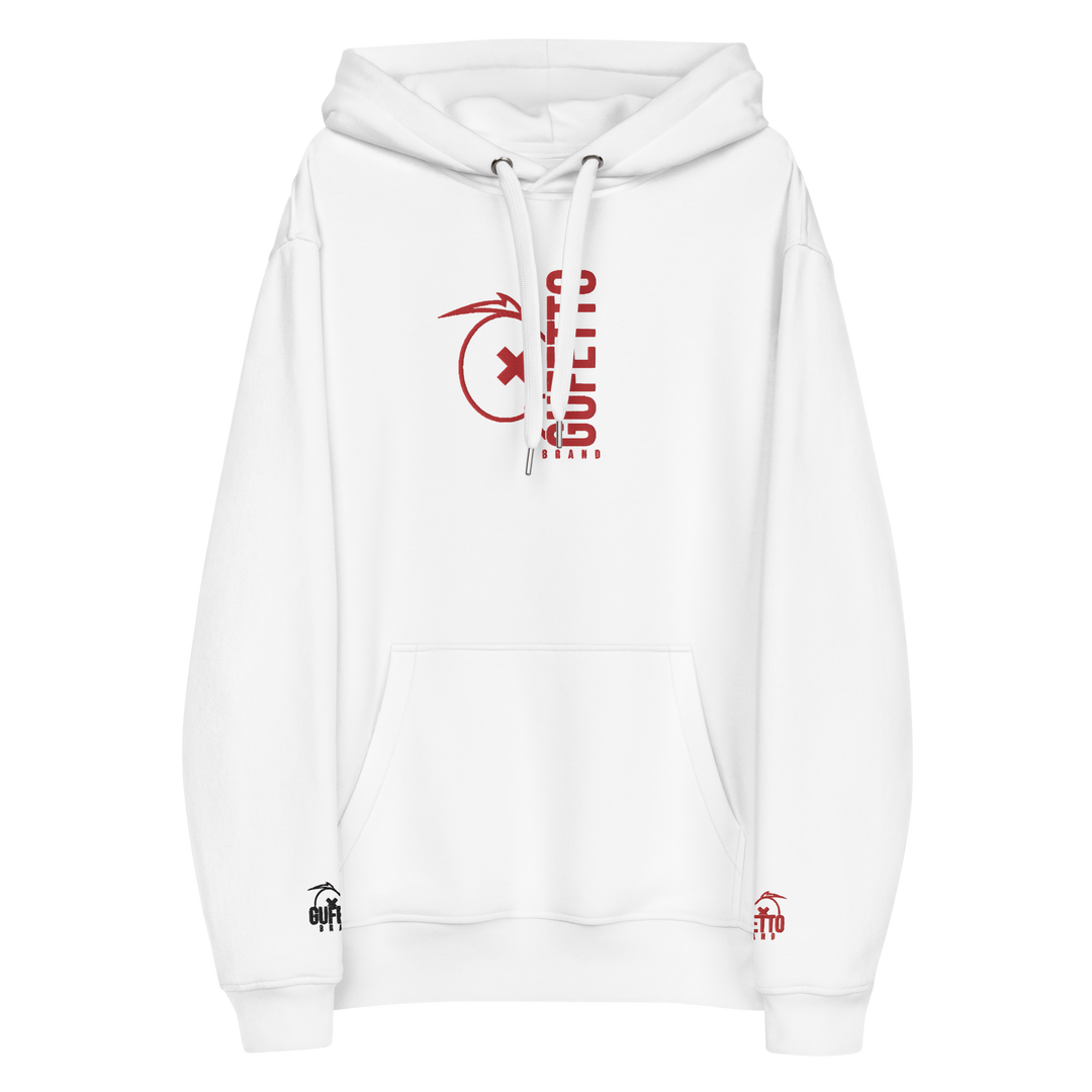 Premium eco hoodie Gufetto Brand White/Red - Gufetto Brand 
