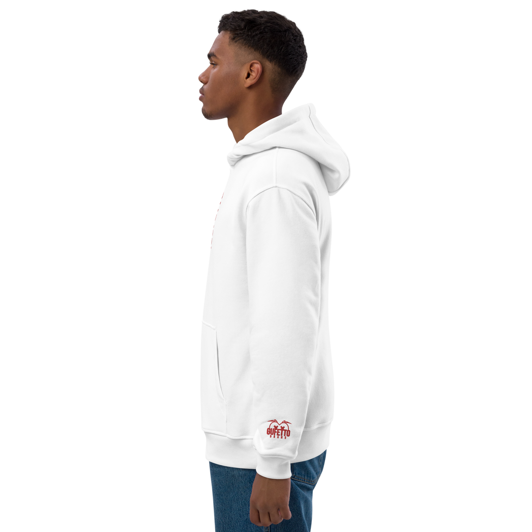 Premium eco hoodie Gufetto Brand White/Red - Gufetto Brand 