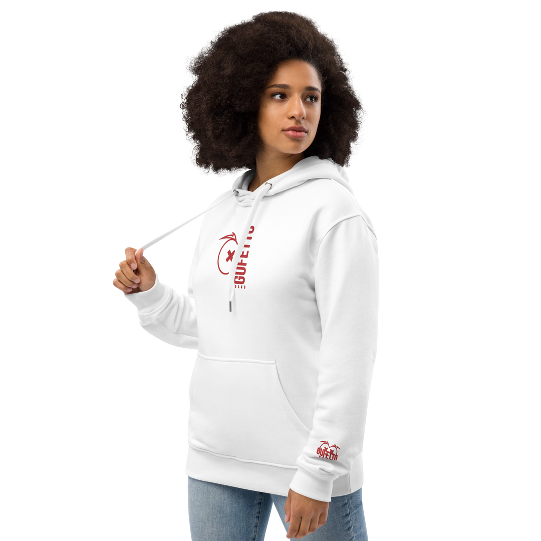 Premium eco hoodie Gufetto Brand White/Red - Gufetto Brand 