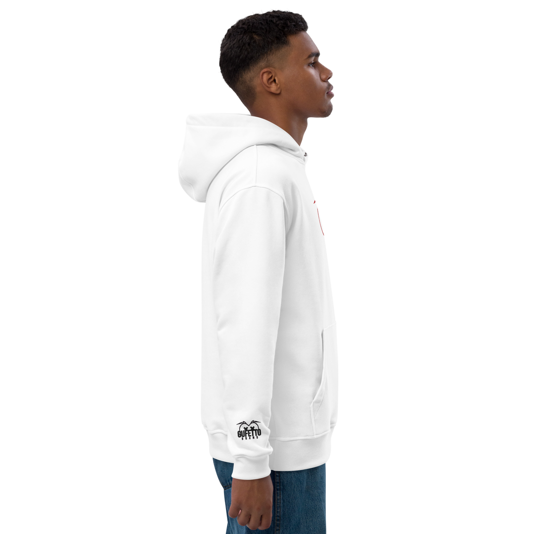 Premium eco hoodie Gufetto Brand White/Red - Gufetto Brand 