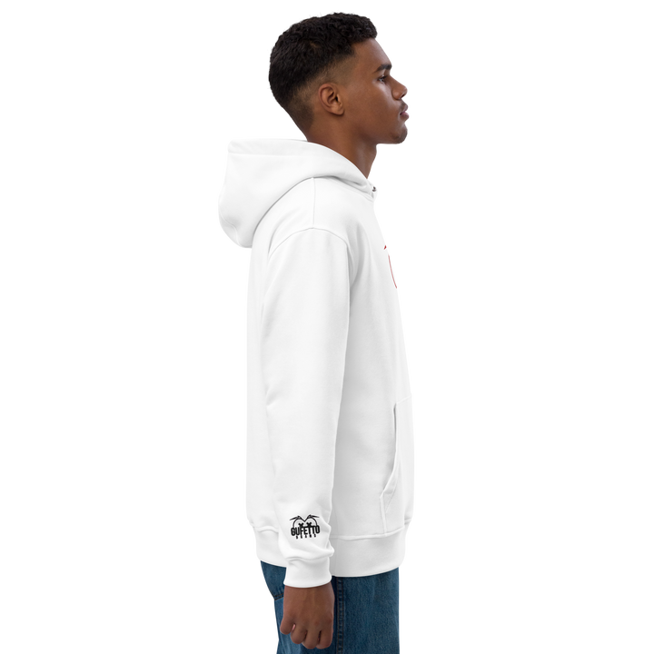 Premium eco hoodie Gufetto Brand White/Red - Gufetto Brand 