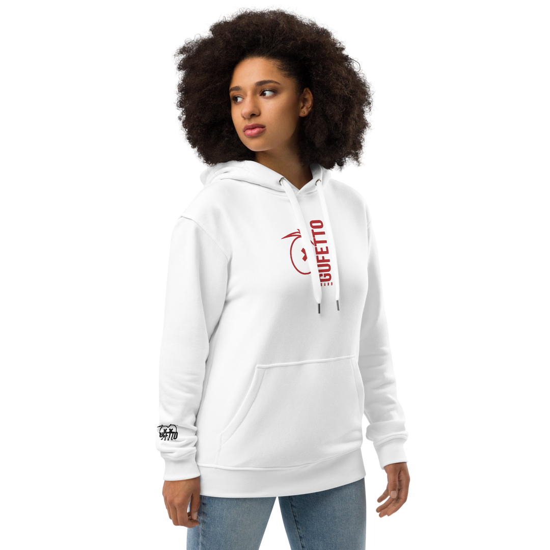 Premium eco hoodie Gufetto Brand White/Red - Gufetto Brand 