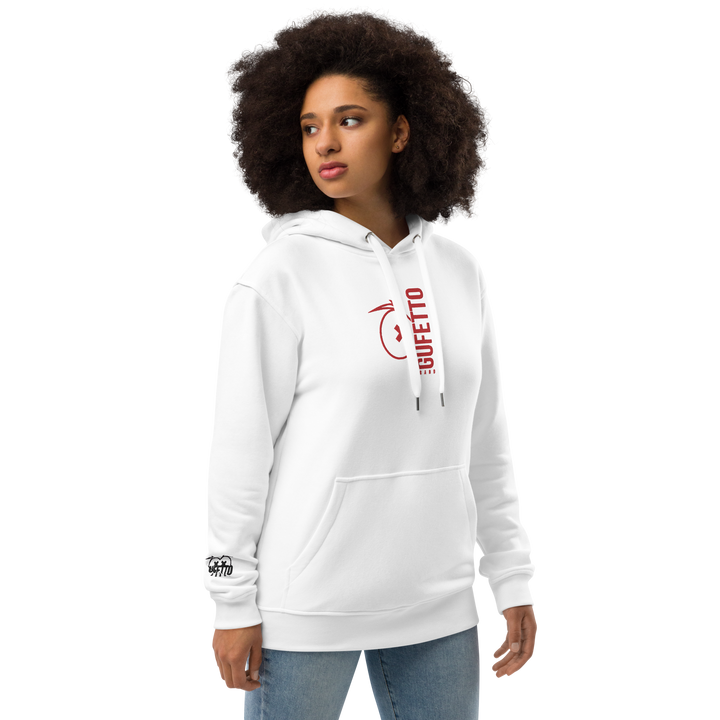 Premium eco hoodie Gufetto Brand White/Red - Gufetto Brand 