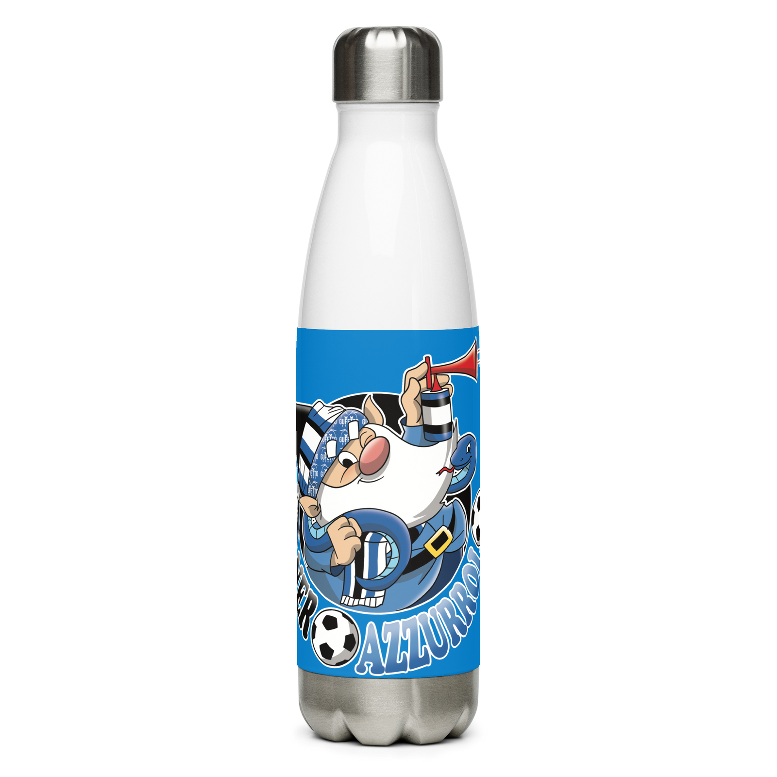 Borraccia in acciaio inossidabile NERO AZZURROLO - Gufetto Brand 