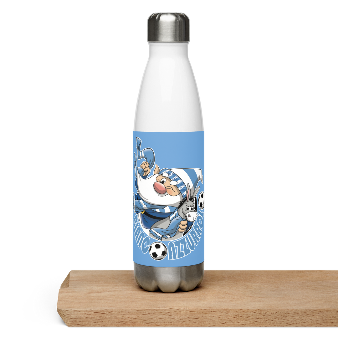 Borraccia in acciaio inossidabile BIANCO AZZURROLO - Gufetto Brand 